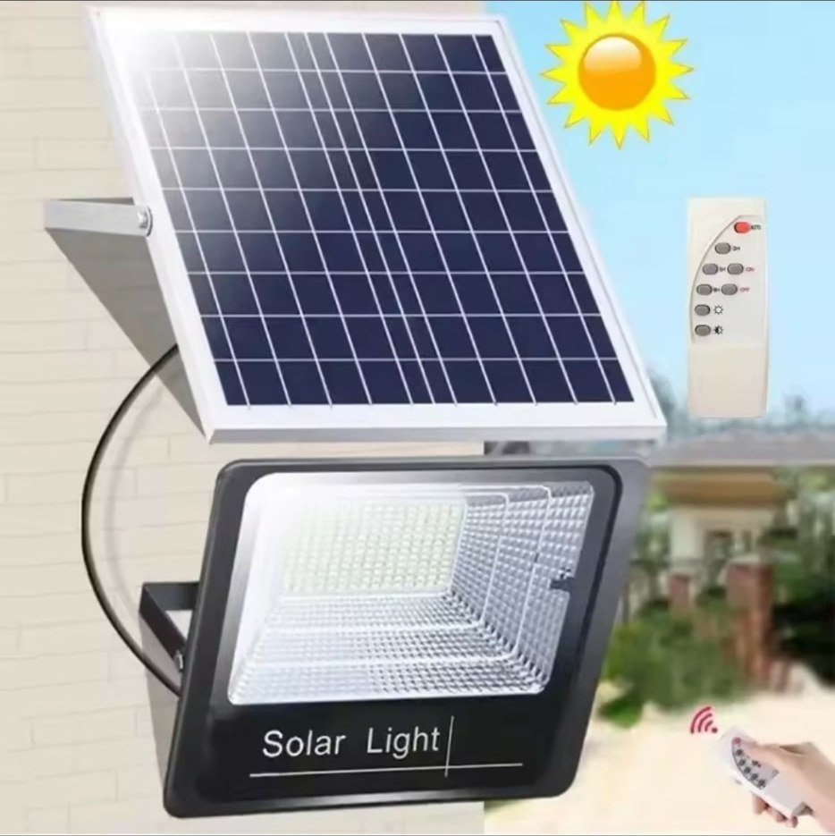 Foco solar LED 30W con panel y control remoto
