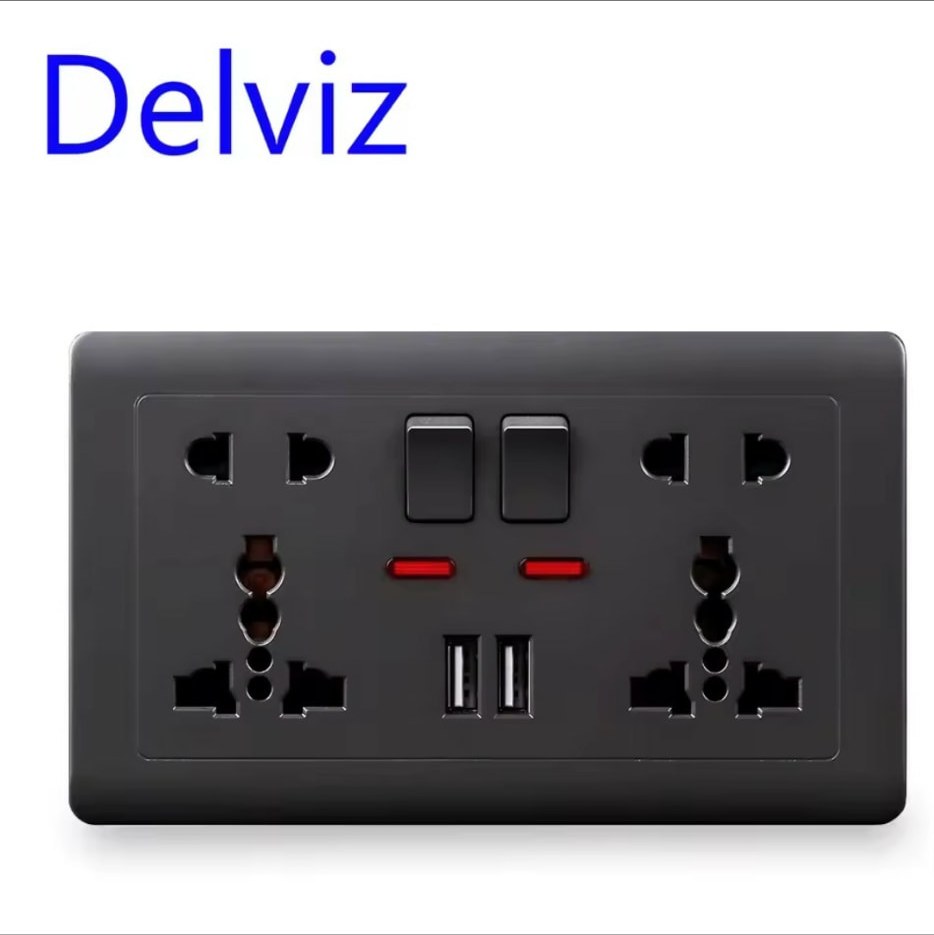 Tomacorriente universal Delviz con doble puerto USB